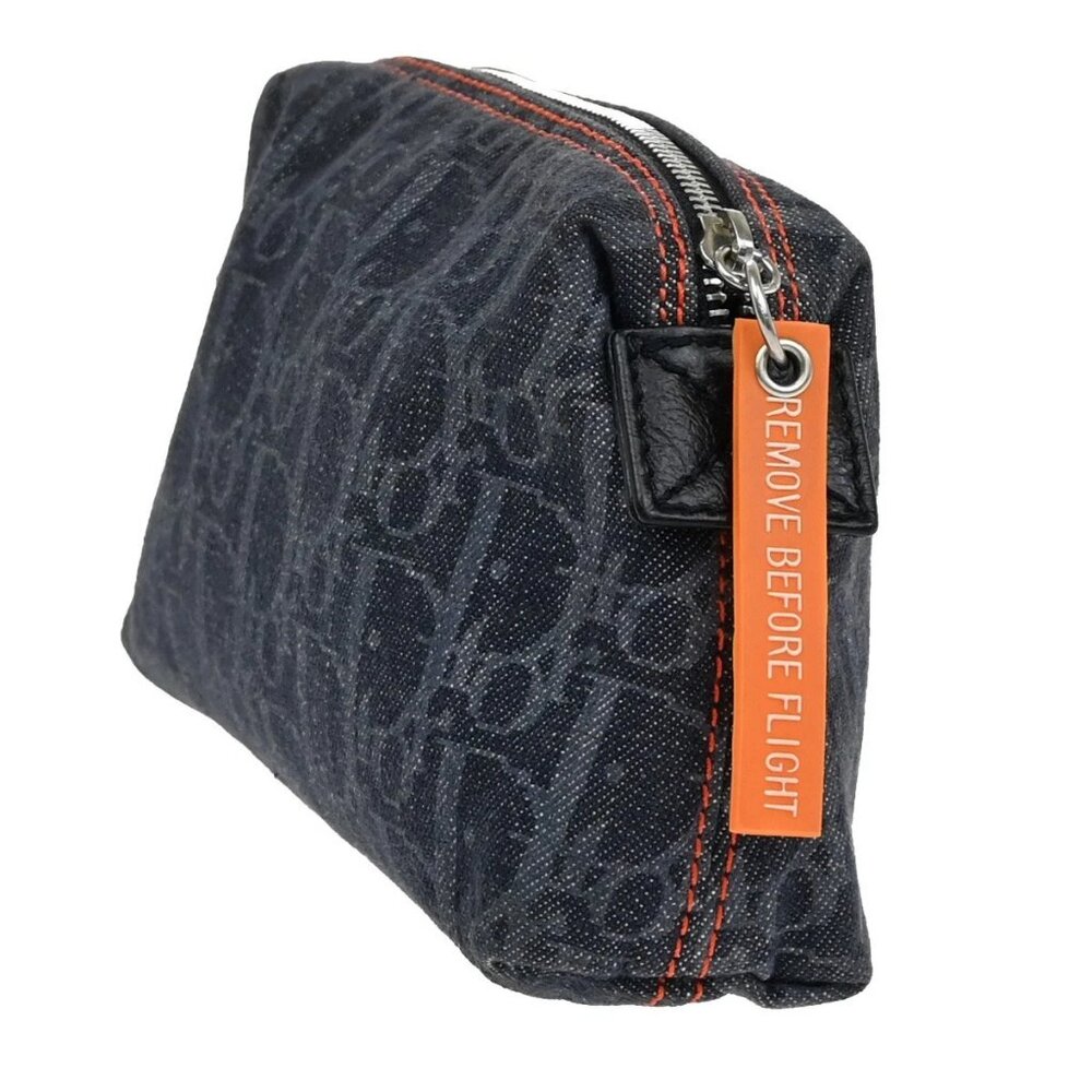 CHRISTIAN DIOR Logo Trotter Pattern Denim Pouch Bag Canvas Leather - Picture 16 of 16